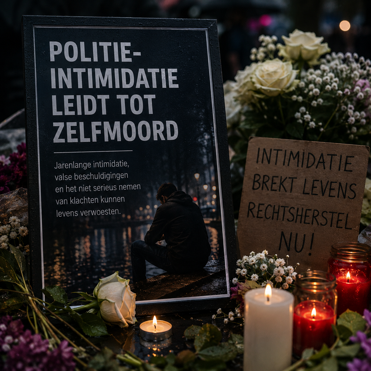 Herdenkingsbeeld politie-intimidatie en zelfmoord